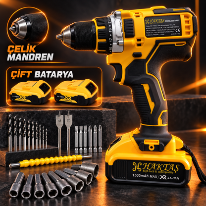 25 TORK ÇELİK Mandren ÇİFT Batarya Adaptör 40 PARÇA SET Süper SET